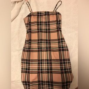 SHEIN pink plaid mini dress size m